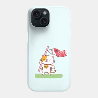 Cute Neko Cat with Koinobori Carp Streamer Phone Case