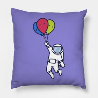 Flying Astronaut Riding Balloons Pillow