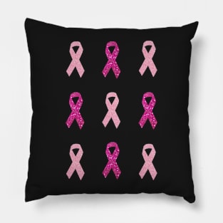 Pink Faux Glitter Awareness Ribbon Pack Pillow