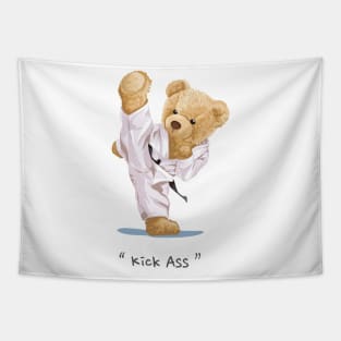 Cute bear design "Kick Ass" Tapestry