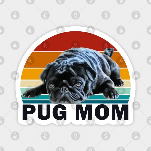 Black Pug Mom Magnet by Fusti