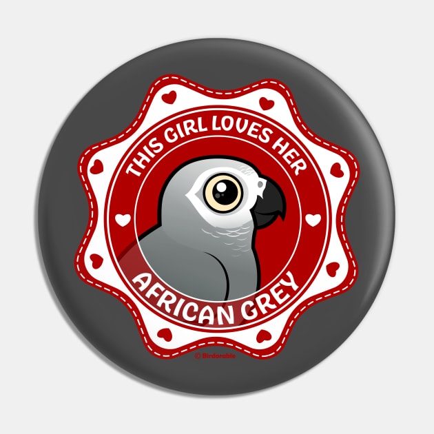 This Girl Loves Her African Grey Pin by birdorable