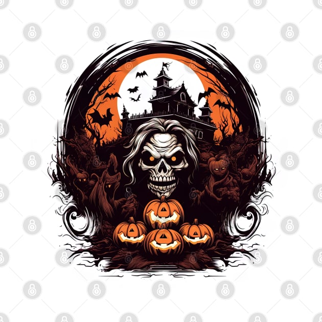 scary witch with pumpkins by Maverick Media