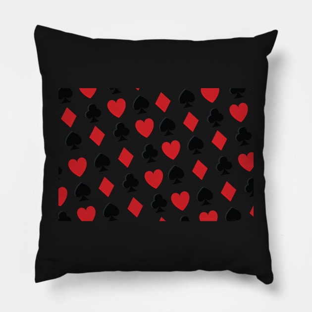 Playing Card Suits, Heart, Diamond, Spade, Jack Pattern Vector Artwork Pillow by xcsdesign