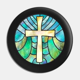 Stained Glass Cross Pin