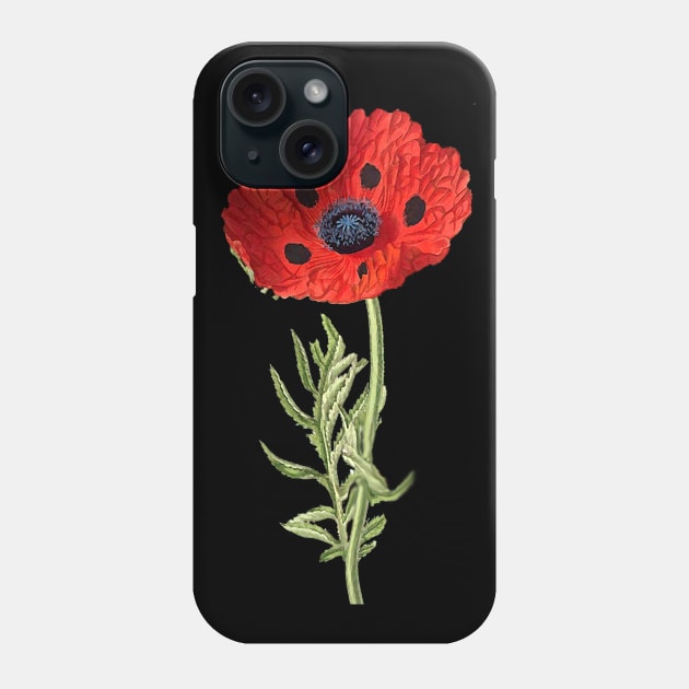 RED POPPY IN BLACK Phone Case by BulganLumini