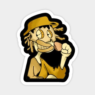 Dope hungry dude character eating illustration Magnet