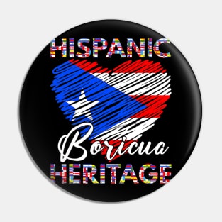 National Hispanic Heritage Month Puerto Rico Flag Boricua Pin