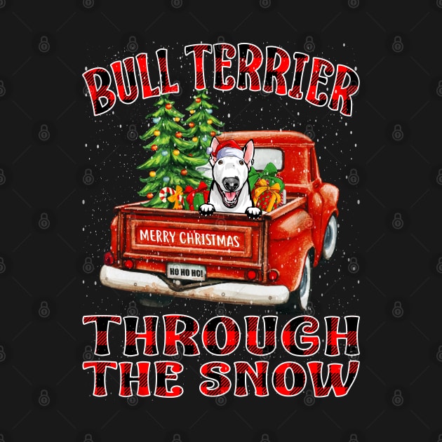 Christmas Bull Terrier Through The Snow Dog Santa Truck Tree by intelus