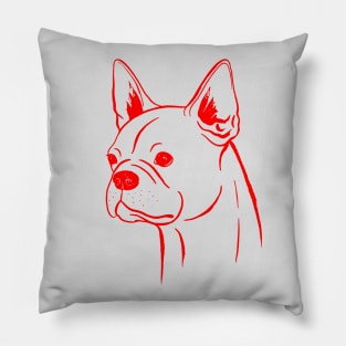 Boston Terrier (Light Gray and Red) Pillow