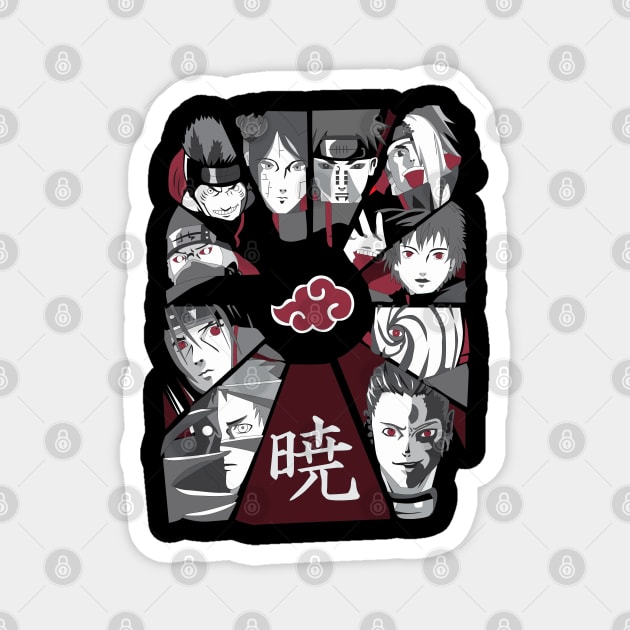 Akatsuki Full Group Black and White - Naruto Magnet by Otaku Vibes