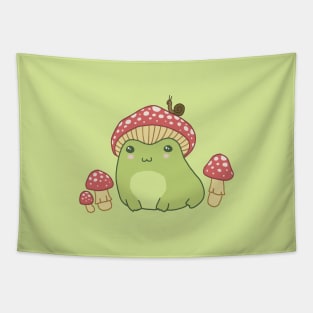 Frog in a Mushroom Hat and His Good Friend, the Snail Tapestry