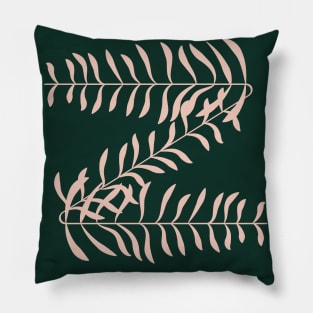 Alphabet Z Botanical, Forest Green Background Pillow