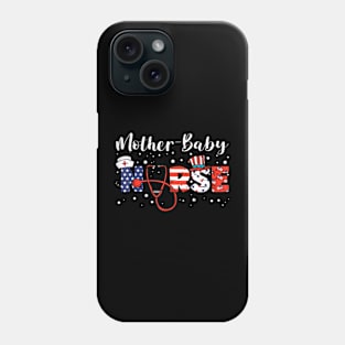 Mother Baby Nurse Usa Flag Stethoscope Nurse 4Th Of July Phone Case