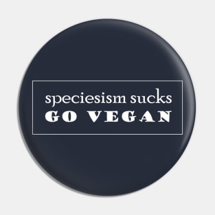 Speciesism Sucks - Go Vegan - powerful text design Pin