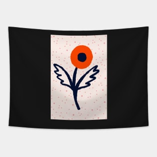 Minimalist poppy in burnt orange and deep navy Tapestry