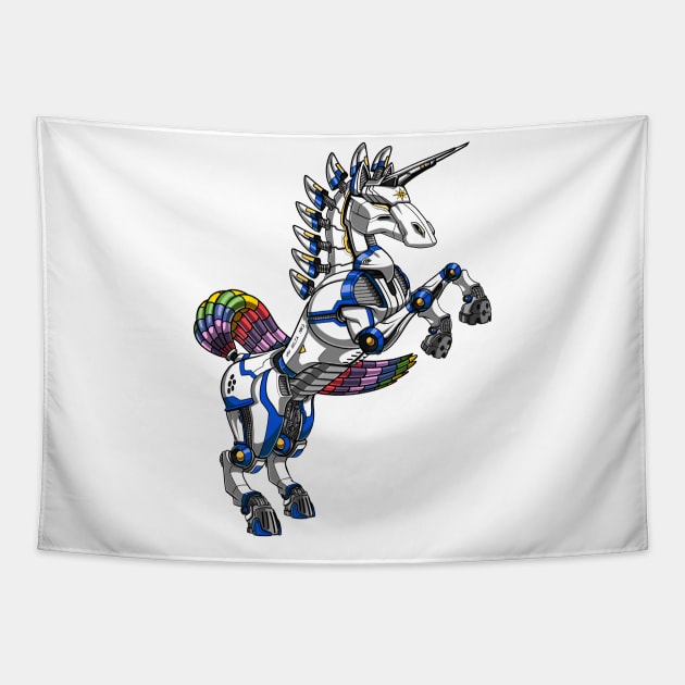 Unicorn Robot Tapestry by underheaven