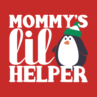 Mommy's Lil' Littler Helper Penguin Christmas Design T-Shirt