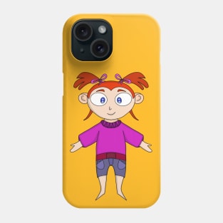 Girl Wearing Comfortable Clothes and Pigtails Phone Case