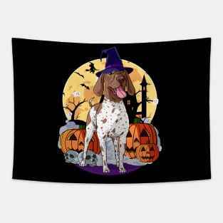 German Shorthaired Pointer Halloween Witch Pumpkin Tapestry