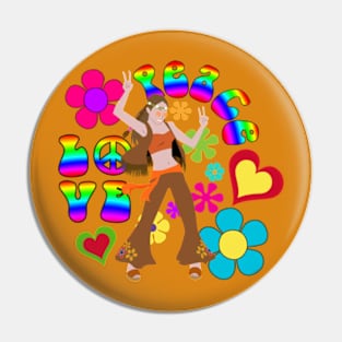 Brown Hippy Chick Pin