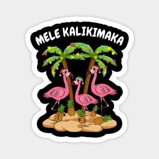 Mele Kalikimaka Merry Christmas Hawaiian Pink Flamingo Magnet