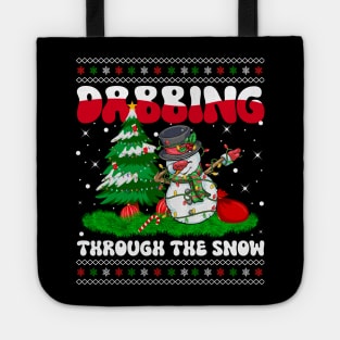 Dabbing Through The Snow Snowman Dab Dance Christmas Lights Tote