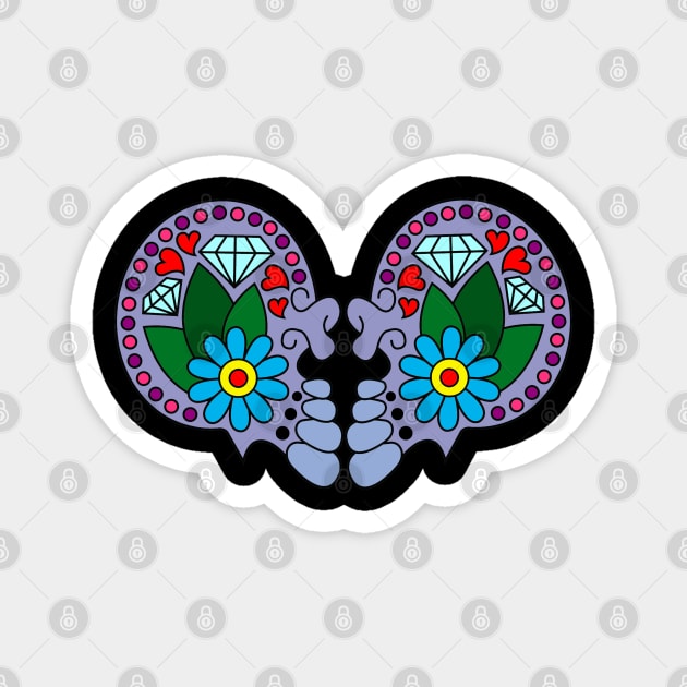 Sugar Skull Heart Magnet by OrneryDevilDesign