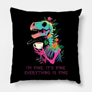 Funny Skeleton Dinosaur Costume Goth Men Women Halloween Pillow