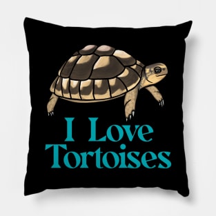 I Love Tortoises Blue for Tortoise Lovers Pillow