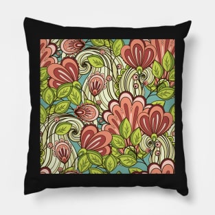 Print with Vintage Floral Motifs Pillow