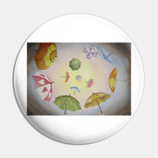 Umbrella Vortex Watercolour Painting Pin