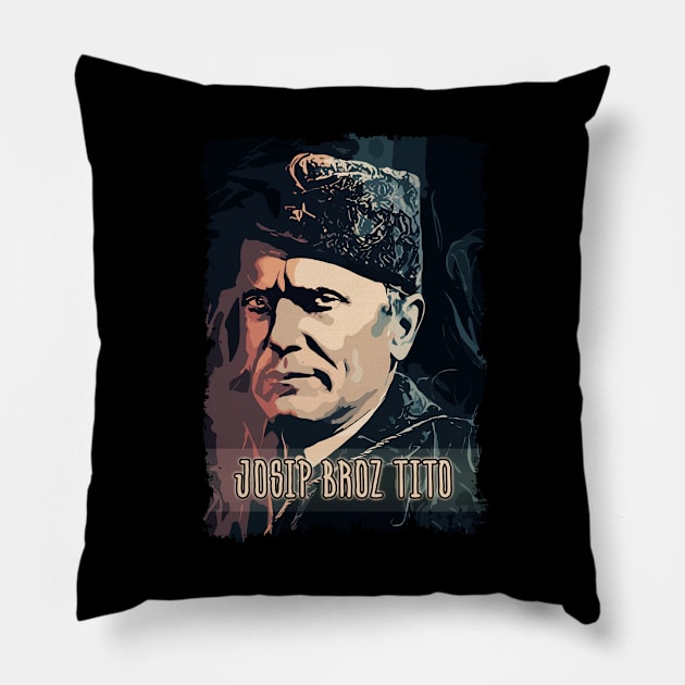 Josip Broz Tito the President of Yugoslavia SFRJ Abstract Color illustration Pillow by Naumovski