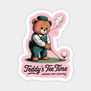 Teddy’s Tee Time – Cute Vintage Golf Bear Cartoon Magnet