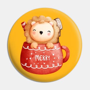 The Baby Lion In A Christmas Cup Pin