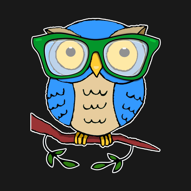 Cute Owl with Green Glasses by headrubble