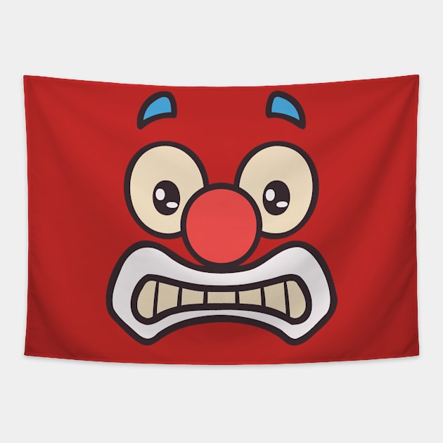 Funny Clown Face Cartoon Illustration Tapestry by unlesssla