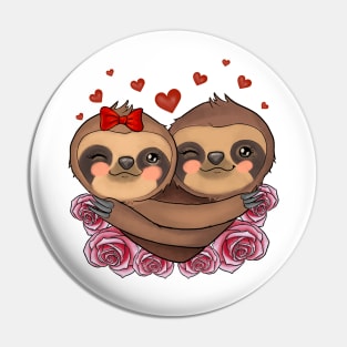 Sloth Couple Heart Love Valentine Day Pin