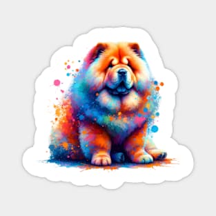 Colorful Abstract Chow Chow in Splash Art Style Magnet