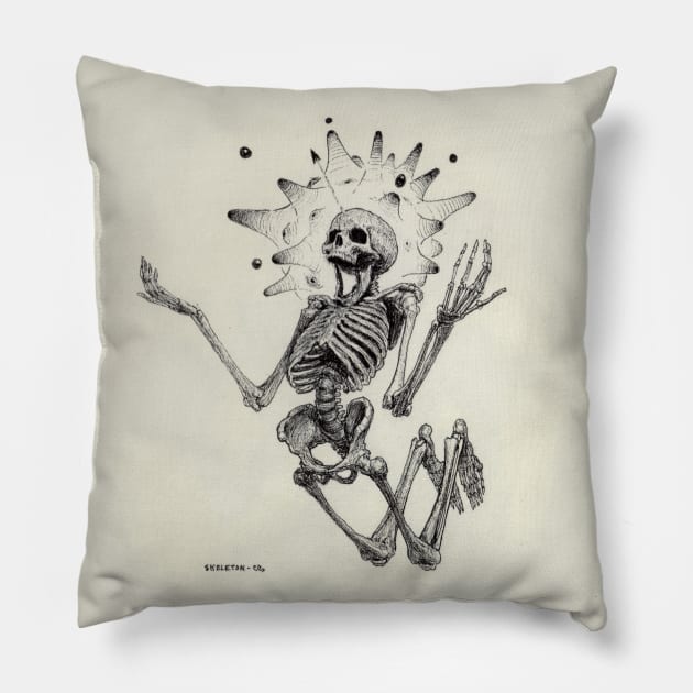 Skeleton (With Background) Pillow by charleslister