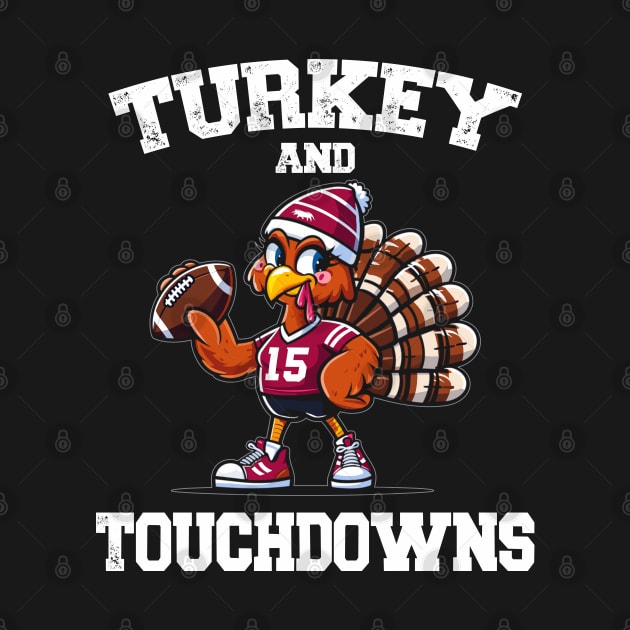 Turkey And Touchdowns Turkey With Helmet Holding A Football by Swagmart