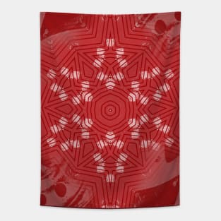 Red stripes on grunge pink mandala Tapestry