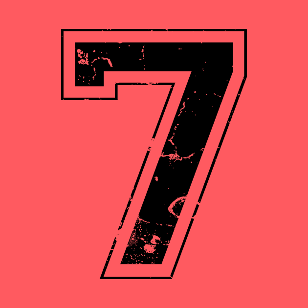 Number 7 Seven Black Jersey Sports Athletic Player by porcodiseno