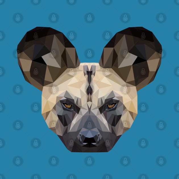 African Wild Dog Low Poly Art by TheLowPolyArtist