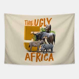Africa's UGLY Five Animals Tapestry