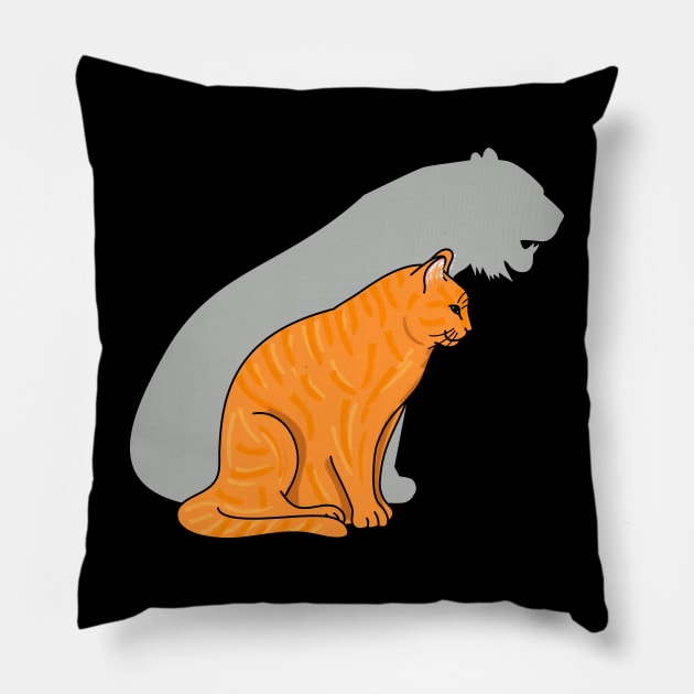 Red Cat with Tiger Shadow Pillow by FandomizedRose