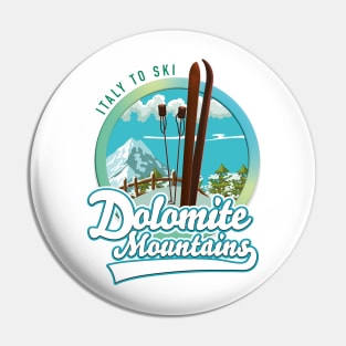 Dolomite Mountains Italy Ski logo Pin