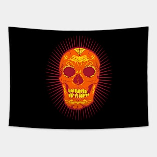 Orange Calavera Tapestry