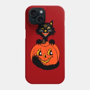 Black cat and funny pumpkin Phone Case