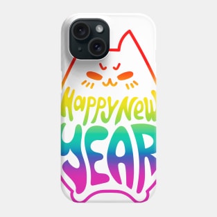 Happy New Year Cat Celebration #6 Rainbow Phone Case